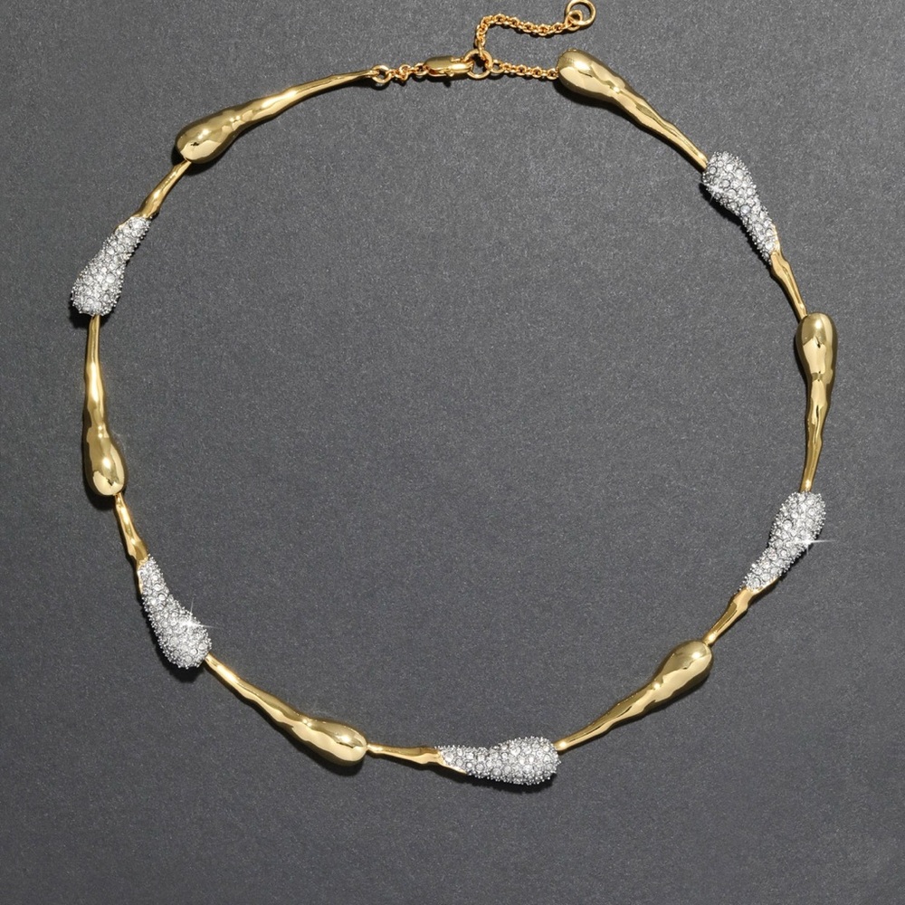 NEW Solanales Crystal Teardrop Riviera Necklace Two Tone Alexis Bittar AP11